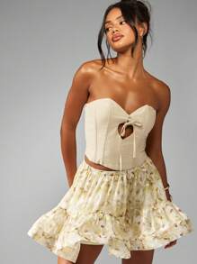 MISSGUIDED Chiffon Tiered Mini Skirt With Delicate Floral Print High Waisted Ruffle Detail Summer Festival Garden Party Casual Wear Spring Fashion - Multicolor - View 6