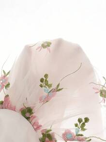 女婴梭织刺绣网眼方领盖袖连衣裙 - 彩色 - 查看 7