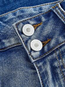 SHEIN MOD Quần Jeans Ống Loe Denim Nữ Có Thêu Hình Cánh Chim - Màu xanh lam - Xem 4