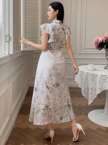 DAZY Đầm dài họa tiết hoa thanh lịch cho nữ mùa hè - Vàng - Xem 2