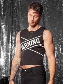 FeverCity Men's Casual Sleeveless Tank Top, White Digital Printed Lightweight Vest