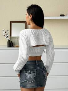SHEIN EZwear 女士两件套 - 常规抹胸上衣和开衫 - 白色 - 查看 2