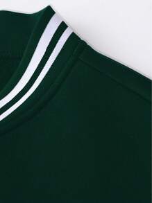 Manfinity Homme 男士两件套服装，2件男士撞色拼接标语印花棒球夹克和裤子套装，秋季男士服装，2025年秋季男士服装， - 彩色 - 查看 4