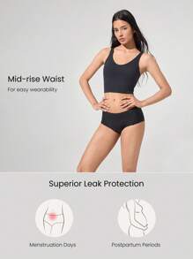 GLOWMODE 自信满满经期网眼速干防漏吸水高腰三角裤内裤月经期产后日常活动休闲工作服 - 黑色 - 查看 5