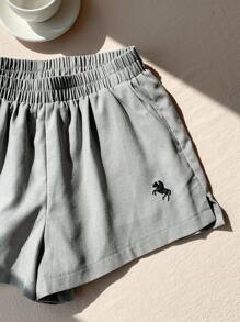 Comfortcana Graue lässige Damen Shorts mit Fahrerad-Muster, locker geschnitten, für den Sommer