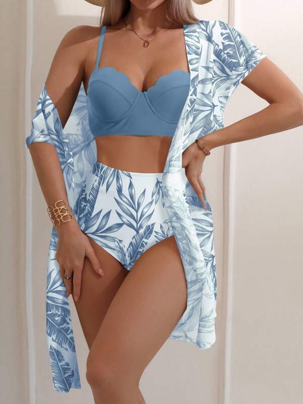 SHEIN Tankini con estampado de plantas