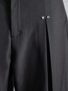 ROMWE MEN Casual 男式纯色褶皱口袋铆钉休闲七分短裤