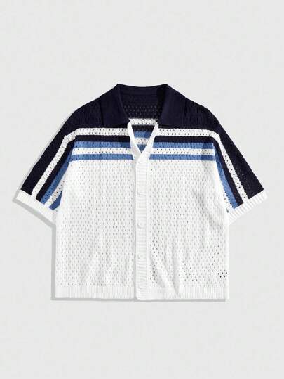 Prep Pull ras du cou à col polo avec bordure contrastée, mode streetwear