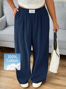 Solflare 全新大码休闲黑色简约百搭裤 - 藏蓝色 - 查看 2