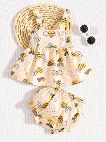 SHEIN Fashionable Baby Girl Colorful Plaid Tank Top And Shorts Set For Summer