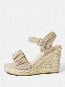 Styleloop Giày đế xuồng đế xuồng dệt dây thừng cho nữ, phong cách nghỉ dưỡng BOHO Chic Retro Mỹ miền Tây Lễ hội âm nhạc giày đế dày - Màu be - Xem 2