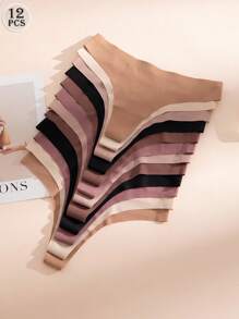 SHEIN 12pcs Assorted Invisible No-Show Thong Panties For Women, Suitable For Bridal Gowns And Dresses - Multicolor - View 3