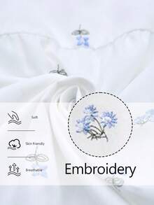 LanaWest 女式宽腿重工刺绣花卉细肩带连体裤 - 白色 - 查看 2