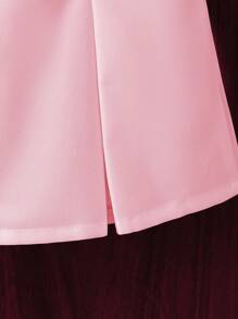 SHEIN Elladie kids 2pcs/Set Young Girls Sleeveless Top With 3D Decor & Pleated Solid Skirt, Spring/Summer - Pink - View 3