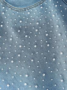 SHEIN MOD 女士休闲洗水做旧钻石紧身牛仔裤，女士夏季复古休闲返校蓝色牛仔香蕉裤闪亮热钻石，商务休闲女士，女士外出牛仔裤，狂欢，女士机场，街头牛仔裤，老钱风格女士，飘逸裤，Y2k 女士，俱乐部，女士派对，生日，女牛仔，秋季女士牛仔裤 - 中等水洗藍 - 查看 4