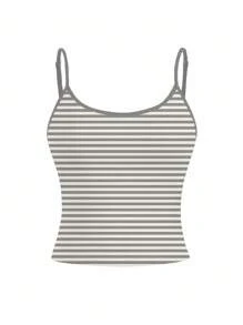 SHEIN Damen Schlichtes, gestreiftes, kurzes Slim Fit Camisole