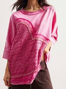 Bohemela Women's Casual Solid Color Knit Round Neck Short Sleeve Loose Wash T-Shirt Pink Top Pink Sweater Pink Shirt Embroidered Top Womens Pink Top