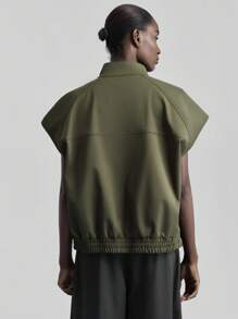 Ontre 2026春夏新款女装，适合上学、情人节、度假、婚礼宾客、商务休闲等场合，复古优雅百搭基础款，纳什维尔休闲纯色宽松外套，毕业典礼等场合。 - 軍綠色 - 查看 3