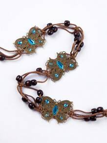 MUSERA Butterfly Beaded Rope Belt Festival - Coffee - View 2