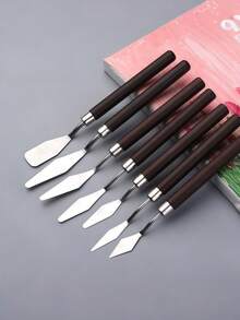 Factory Direct Art Oil Painting Scraper Stainless Steel Pick Knife Gouache Pigment Pointed Color Shovel Oil Painting Stick Mini Scraper. - Maroon - View 7