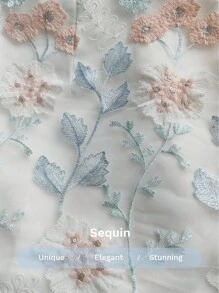 SHEIN LUNE 女士优雅浪漫串珠刺绣花卉图案迷你连衣裙，适合宴会、派对、浪漫约会、花园聚会 - 白色 - 查看 8