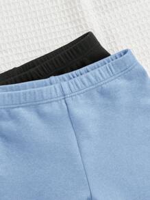 SHEIN Pantalones escolares informales de color liso para niña joven y elegante - Azul - Ver 5