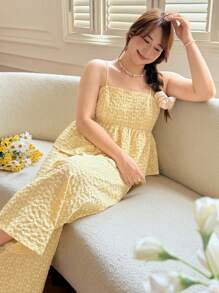 SHEIN LUNE 2 件套女士休闲编织条纹图案协调加大码背心和高腰宽松短裤