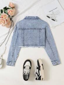 Sparklyn 超大号水洗牛仔夹克，适合青春期女孩穿着，舒适休闲宽松，破洞街头风，适合度假和日常穿着，轻薄外套，适合春秋季节穿着