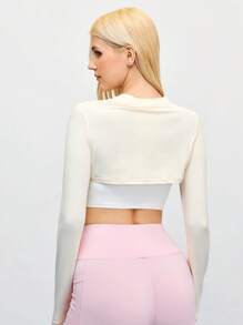 SHEIN Cheerettes 女士纯色圆领长袖短款运动T恤