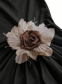 SOLERSUN Rochie mini pentru femei, mărime mare, clasică, culoare solidă, strâmtă, asimetrică, cu decolteu oblic, rochie cu diverse modele răsucite, rochie cu decor floral, potrivită pentru purtare zilnică, petrecere, festivaluri de muzică, toamnă și iarnă, toamnă