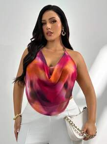 Firerie Áo hai dây cỡ lớn kiểu dáng thanh lịch, gợi cảm phong cách Y2K, màu hồng nhuộm tie-dye, họa tiết chuyển màu, cổ chữ V sâu, lưng hở, dây mảnh; Áo kiểu tie-dye cho lễ hội nhạc đồng quê, công sở, đi biển, nghỉ lễ/lễ hội. - Nhiều màu - Xem 5