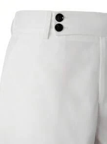 Manfinity Mode Plain Long Sleeve Suit Jacket & Pants, Business Casual Suit Set Men Short Outfits White Outfits For Men Casual Suits For Men