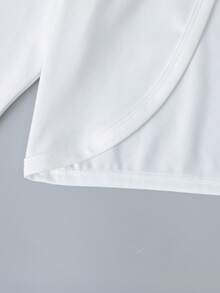 Genkimix Kids Young Girl Plain Single Button Split Hem Casual Long Sleeve Jacket Girls White Cardigan White Jacket Kids White Bolero Jacket Girls Fall Winter - White - View 4