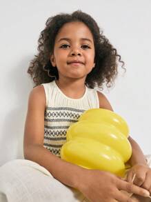 Maija Kids Bộ 2 món/bộ áo ba lỗ cổ tròn viền bèo nhún thường ngày mùa hè cho bé gái và quần dài - Màu be - Xem 5
