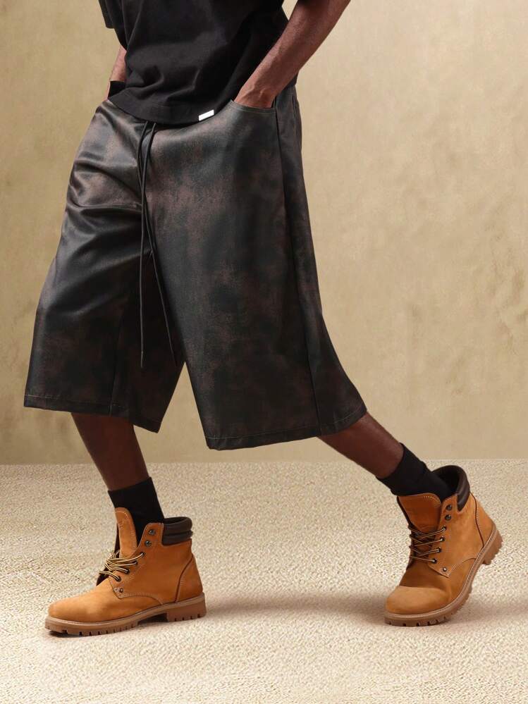 SUMWON Quần Jorts ống rộng thoải mái dài đến đầu gối nhuộm loang màu retro lễ hội dạo phố xuân thu đông hè mặc ở nhà - Nhiều màu - Xem 4