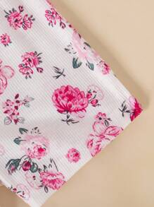 3 件套 Babygirl 休闲套装：罗纹图案背心、抽绳腰短裤，适合春夏季外出和海滩穿着 - 彩色 - 查看 7