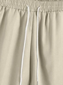 Manfinity Homme 2pcs Men Letter Print Round Neck Short Sleeve T-Shirt & Drawstring Waist Pocket Shorts Set Outfits For Men Summer Men Clothing Outfit