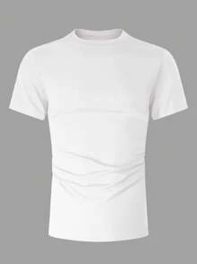 Manfinity Dauomo Men's Solid Color Round Neck Short Sleeve Casual T-Shirt