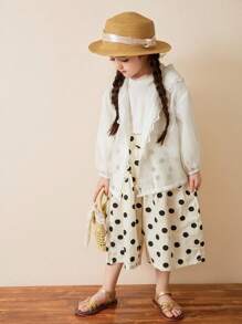 DAZY Young Girl Summer Hooded Lace Mid-Length Cute & Fresh Blouse - Apricot - View 1