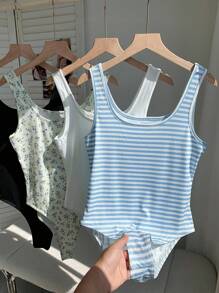Comfortcana Bộ đồ liền thân đan nhiều màu không tay cho nữ - Nhiều màu - Xem 6