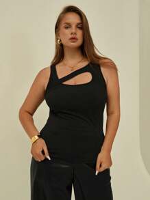 Auralis Plus Cut Out Front Tank Top - Black - View 4