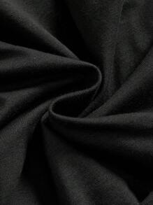 ROMWE Hippie 性感夏日度假露背系带蝴蝶结刺绣花卉低胸咖啡色女式背心 - 黑色 - 查看 3