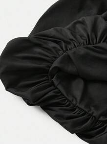 Firerie Kids Firerie Kids 青少年女孩纯色露肩荷叶边长袖褶饰下摆连衣裙 - 黑色 - 查看 4