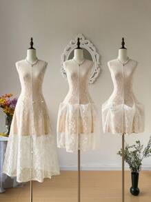 SHEIN MOD One Piece Multi-Wear White Lace Round Neck White Slim Long Dress,1 Dress 3 Ways,Country Concert Outfit,Elegant Dresses For Women,Birthday Outfits For Women,Western Wear Women,Vacation Dress,Vintage,Hawaii Outfits Women,Flowy Dress,Brunch Outfits For Women,Old Money Style Women,Fairycore