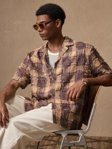 AKNOTIC Business Casual 男士卡其色紫色镂空时尚休闲修身短袖Polo衫，适合夏季、秋季、度假、日常穿着、派对、情侣装，男士礼物 - 紫色 - 查看 3