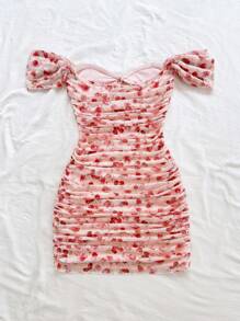 Soleia Đầm bodycon lưới đan trễ vai cho nữ đi nghỉ - Nhiều màu - Xem 2