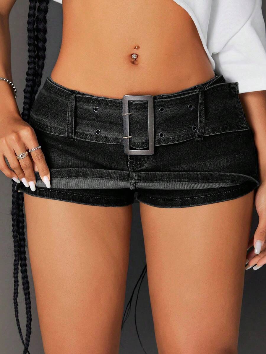 Jeanoix Women's Sexy Low Waist Mini Denim Shorts, Summer