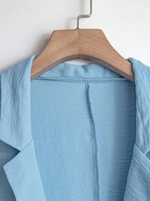 SHEIN Clasi Plus Size Women Loose Blazer & Tie-Waist Wide Leg Pants 2 Pieces Set, Fashion Business Casual Elegant Suit Winter Fall Autumn - Blue - View 6