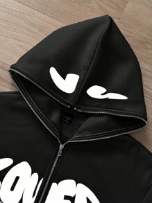 Manfinity EMRG 宽松男士保暖内衬连帽运动衫 - 黑色 - 查看 4
