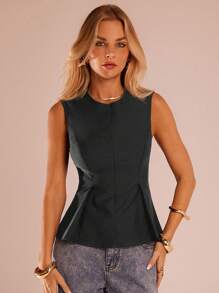 SHEIN Forever 21 Frühlings- und Sommer-Frauen Romantisch/Abschlussball/Formell/Geburtstag/90er/Business Lässig/Elegant/Western Wear/Ausgehen/Mode/Lässig/Y2k/Club/Büro/Cocktail/Vintage/Bodycon/Rave Festival/Witzig/Elegant/Old Money/Streetwear/Urlaub/Country Konzert/Arbeit/Bescheiden/Frühlingsferien/Junggesellinnenabschied/Konzert/Baddie/Basic/Abschluss/A-Linie/Schwarzes Trägershirt' - Grau - Übersicht 4